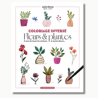 Coloriage inversé fleurs et plantes
Vous aimez le coloriage de fleurs, mais vous avez envie de le vivre autrement ? Avec Coloriage inversé – Fleurs & plantes, Julie Simon renverse le principe habituel : les couleurs sont déjà là, sous forme d'aquarelles délicates. C'est à vous de tracer les contours, les motifs et les décors.